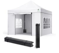 VOUNOT® Carpa Plegable Gazebo 3x3m con 4 Paredes, Cenador Impermeable Pabellón de Jardín para Camping, Fiestas, Exterior, Color Blanco