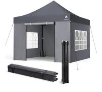 VOUNOT® Carpa Plegable Gazebo 3x3m con 4 Paredes, Cenador Impermeable Pabellón de Jardín para Camping, Fiestas, Exterior, Color Gris