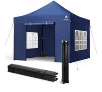 VOUNOT® Carpa Plegable Gazebo 3x3m con 4 Paredes, Cenador Impermeable Pabellón de Jardín para Camping, Fiestas, Exterior, Color Azul