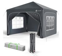 VOUNOT® Carpa Plegable Gazebo 3x3m con 4 Paredes Laterales 4 Sacos Arena y Bolsa de Transporte, Cenador Impermeable Pabellón de Jardín Protección UV para Camping, Fiestas, Exterior, Color Gris