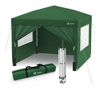 VOUNOT® Carpa Plegable Gazebo 3x3m con 4 Paredes y 4 Bolsas de Arena, Cenador Pabellón de Jardín para Camping, Fiestas, Exterior, Color Verde