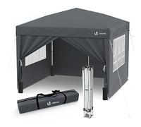 VOUNOT® Carpa Plegable Gazebo 3x3m con 4 Paredes y 4 Bolsas de Arena, Cenador Pabellón de Jardín para Camping, Fiestas, Exterior, Color Gris