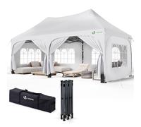 VOUNOT® Carpa Plegable Gazebo 3x6m con Laterales, Cenador Impermeable Anti-UV Altura Ajustable, Pabellón Pergola de Jardín con Sacos Arena y Bolsa Transporte para Camping Fiestas Bodas Exterior Blanco