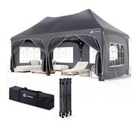 VOUNOT® Carpa Plegable Gazebo 3x6m con Laterales, Cenador Impermeable Anti-UV Altura Ajustable, Pabellón Pergola de Jardín con Sacos Arena y Bolsa Transporte para Camping Fiestas Bodas Exterior, Gris