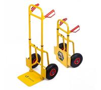 VOUNOT® Carretilla de Mano Plegable Carga hasta 200Kg Estructura Extensible Carro Mudanza Asa Protectoras Carrito de Transporte Portátil 2 Ruedas Neumáticas Pala Plegable para Reparto Almacén Amarillo