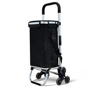 VOUNOT Carrito Compra Plegable de Aluminio, Carro de la Compra 6 Ruedas con Bolsa Impermeable Desmontable, 50L, Negro