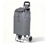 VOUNOT® Carro de la Compra Plegable 2 Ruedas, Carrito Compra 2 en 1 de 59L con Bolsa Oxford Desmontable Bolsillo Trasero con Cremallera, Carro de Compras Chasis Ligero para Subir Escaleras Gris