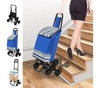 VOUNOT Carro de la Compra Plegable con 6 Ruedas, para Subir Escaleras, Bolsa Impermeable de 32L, Azul