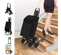 VOUNOT® Carro de la Compra Plegable con 6 Ruedas, para Subir Escaleras, Bolsa Impermeable de 32L, Negro