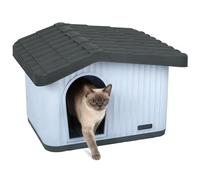 VOUNOT® Casa para Gatos de Plástico 60x51x41 cm, Caseta Mascotas Casita Cabaña de Perros Techo Desmontable Rejilla de Ventilación Patas Antideslizantes, Fácil de Montar para Interior y Exterior Blanco
