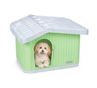 VOUNOT® Casa para Gatos de Plástico 60x51x41 cm, Caseta Mascotas Casita Cabaña de Perros Techo Desmontable Rejilla de Ventilación Patas Antideslizantes, Fácil de Montar para Interior y Exterior Verde