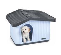 VOUNOT® Casa para Gatos de Plástico Caseta Mascotas 60x51x41 cm Blanco Gris
