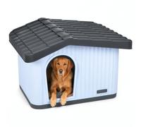 VOUNOT® Casa para Gatos de Plástico Caseta Mascotas 75x63x51 cm Blanco Gris