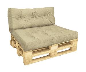 VOUNOT® Cojines para Palets 2-Piezas Set, Impermeable para Interior y Exterior, Cojín de Asiento 120x80 cm, Respaldo 120x40 cm, Beige