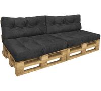 VOUNOT Cojines para Palets 4-Piezas Set, Impermeable para Interior y Exterior, Cojín de Asiento 120x80 cm, Respaldo 120x40 cm, Gris Oscuro