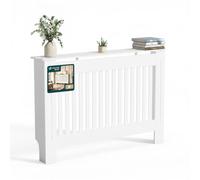 VOUNOT® Cubre Radiadores Cubierta Radiador 111x19x82cm Cubreradiador Blanco | Cubierta para Calefacción con Lamas Verticales Estante Superior Revestimiento Radiador para Sala de Estar Dormitorio Oficina