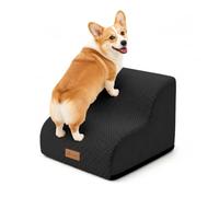 VOUNOT® Escalera para Perros 2 Peldaños 40x40x30cm Rampa para Perros Espuma Alta Densidad para Cama Sofá, Escalera para Cachorros Mascotas Mayores Base Antideslizante Funda Lavable Extraíble Asa Negro