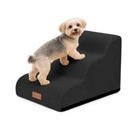 VOUNOT® Escalera para Perros 3 Peldaños 40x57x40cm Rampa para Perros Espuma Alta Densidad para Cama Sofá, Escalera para Cachorros Mascotas Mayores Base Antideslizante Funda Lavable Extraíble Asa Negro