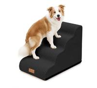 VOUNOT® Escalera para Perros 4 Peldaños 40x72x50cm Rampa para Perros Espuma Alta Densidad para Cama Sofá, Escalera para Cachorros Mascotas Mayores Base Antideslizante Funda Lavable Extraíble Asa Negro