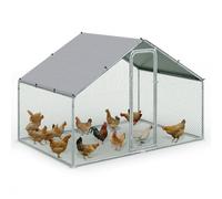 VOUNOT® Gallinero Exterior Metálico 6 m², Jaula para Gallinas Conejos y Animales Pequeños con Puerta con Cerradura y Cubierta PE, 300x200x200 cm