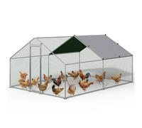 VOUNOT® Gallinero para Exterior Grande 12m² 3x4x2 m Jaula para Gallinas Patos Conejos Gansos y Otros Animales Pequeños Gallinero de Metal Galvanizado Techo a Dos Aguas Puerta con Cerradura Cubierta PE