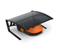 VOUNOT® Garaje para Robot Cortacésped 82x80x46 cm Refuerzo de Aluminio Gris | Cobertura Cortacésped Robótico Techo Protección Cubierta Caseta para Automower Jardín Pies Metal Resistente a Lluvia Rayos UV