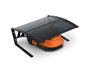 VOUNOT® Garaje para Robot Cortacésped 82x80x46 cm Refuerzo de Aluminio Gris | Cobertura Cortacésped Robótico Techo Protección Cubierta Caseta para Automower Jardín Pies Metal Resistente a Lluvia Rayos UV