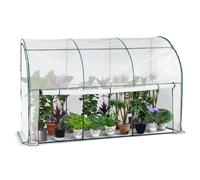 VOUNOT® Invernadero Jardín Inclinado Invernadero de Pared Respaldado, Invernadero Túnel Semicircular Plantas Verduras Flores, Cubierta PE Impermeable 135g/m² para Balcón y Terraza 300x100x180cm Blanco