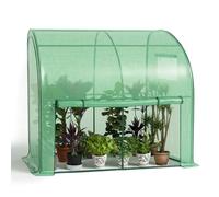 VOUNOT® Invernadero Jardín Inclinado Invernadero de Pared Respaldado, Invernadero Túnel Semicircular Plantas Verduras Flores, Cubierta PE Impermeable 135g/m² para Balcón y Terraza 200x100x180cm Verde