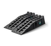 VOUNOT® Juego de 2 Rampas de Acceso para Coches Carga de hasta 5 Toneladas Rampa de Carga Extra Ancha Cuñas de Acceso Antideslizante Resistente para Vehículos Autocaravana Garaje Taller Remolque Negro