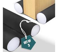 VOUNOT® Burlete Puerta Entrada Doble Aislamiento 96cm, 3X Cortavientos para Puerta Junta Inferior de Puerta Aislante Térmico Frío y Calor Protector Puerta Casa contra Ruido Corrientes, Cortable Negro