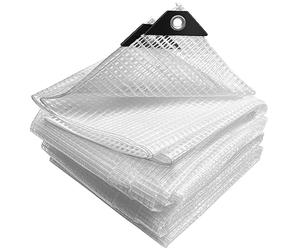 VOUNOT® Lona Impermeable Exterior 1.5x6m, Toldo Reforzado PE 180 g/m² Protección contra UV, con Ojales de Acero Inoxidable para Leña, Muebles, Jardín, Piscinia, Vehículos, Blanco