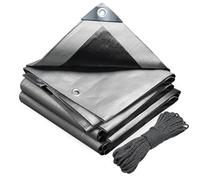 VOUNOT Lona Impermeable Exterior 4x6m, Toldo Reforzado PE 180 g/m² Protección contra UV, con Ojales de Acero Inoxidable y Cuerda, para Leña, Muebles, Jardín, Piscinia, Vehículos, Gris-Negro