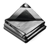 VOUNOT® Lona Impermeable Exterior 4x6m, Toldo Reforzado PE 240 g/m² Protección contra UV, con Ojales de Acero Inoxidable para Leña, Muebles, Jardín, Piscinia, Vehículos, Gris-Negro