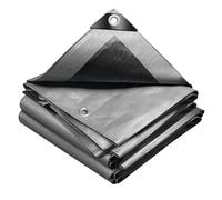 VOUNOT® Lona Impermeable Exterior 4x8m, Toldo Reforzado PE 240 g/m² Protección contra UV, con Ojales de Acero Inoxidable para Leña, Muebles, Jardín, Piscinia, Vehículos, Gris-Negro