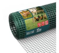 VOUNOT® Malla de Alambre Soldada Rollo de Malla Metálica Electrosoldada 1x10m Revestimiento PVC Agujero 13x13mm Ø Alambre 0,8mm Valla Gallineros para Jaulas de Conejos Jardín Roedores Pequeños Verde