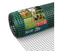 VOUNOT® Malla de Alambre Soldada Rollo de Malla Metálica Electrosoldada 1x25m Revestimiento PVC Agujero 13x13mm Ø Alambre 0,8mm Valla Gallineros para Jaulas de Conejos Jardín Roedores Pequeños Verde