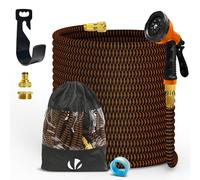 VOUNOT® Manguera Extensible 30m, Manguera Flexible Jardín con Pistola Rociadora de 10 Funciones, Conectores de Latón de 1/2 y 3/4 Pulgadas Bolsa de Almacenamiento, Naranja