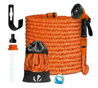 VOUNOT® Manguera Extensible 30m, Manguera Flexible Jardín con Pistola Rociadora de 10 Funciones, Conectores de 1/2 y 3/4 Pulgadas Bolsa de Almacenamiento, Naranja
