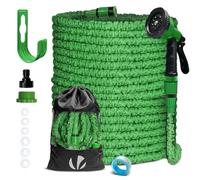 VOUNOT® Manguera Extensible 45m, Manguera Flexible Jardín con Pistola Rociadora de 10 Funciones, Conectores de 1/2 y 3/4 Pulgadas Bolsa de Almacenamiento, Verde