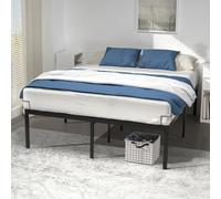 VOUNOT Marco de Cama Doble de 135 x 190 cm, Marco de Cama de Metal Resistente con Soporte de Listones de Acero, 36 cm de Altura, Espacio de Almacenamiento Debajo de la Cama, Color Negro