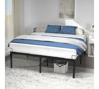 VOUNOT Marco de Cama Grande de 150 x 200 cm, Marco de Cama de Metal Resistente con Soporte de Listones de Acero, 36 cm de Altura, Espacio de Almacenamiento Debajo de la Cama, Color Negro