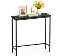 VOUNOT® Mesa de Consola Estrecha 75x24x75cm Mesa Auxiliar de Entrada Metal y MDF, Mesita Exposición Patas Ajustables, Extremo de Sofá Diseño Industrial para Recibidor Salón Pasillo Dormitorio, Negro