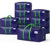 VOUNOT® Pack de 10 Bolsas de Mudanza Grandes con Asas y Correas de Mochila, Bolsas de Almacenamiento Resistentes para Guardar Ropa y Embalar, Azul