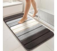 VOUNOT® Pack de 2 Alfombra de Baño Antideslizante 40 x 60 cm, Alfombrilla Súper Absorbente y Extra Gruesa de Microfibra con Diseño Degradado Lavable a Máquina, Suave y Acolchada, Gris