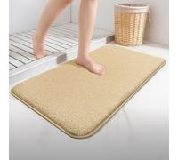 VOUNOT® Pack de 2 Alfombra de Baño Antideslizante 50 x 80 cm, Alfombrilla Súper Absorbente y Extra Gruesa de Microfibra Lavable a Máquina, Suave y Acolchada, Beige