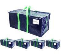 VOUNOT® Pack de 5 Bolsas de Mudanza Grandes con Asas y Correas de Mochila, Bolsas de Almacenamiento Resistentes para Guardar Ropa y Embalar, Azul