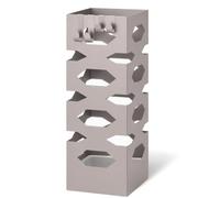 VOUNOT® Paragüero Metálico Soporte Cuadrado de Paraguas Bandeja de Goteo y 4 Ganchos 15.5x15.5x43.5 cm Portaparaguas Patrón Hexagonal Recipiente Paraguas para Entrada Recibidor Oficina Comercio Beige