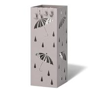 VOUNOT® Paragüero Metálico Soporte Cuadrado de Paraguas Bandeja de Goteo y 4 Ganchos 15.5x15.5x43.5cm Portaparaguas Patrón de Paragua Recipiente Paraguas para Entrada Recibidor Oficina Comercio Beige