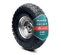 VOUNOT® Rueda Inflable 4.10/3.50-4" Rueda Completa Neumático Cámara con Válvula Llanta Rodamientos Bolas Eje 16mm 260x85mm Neumático de Recambio para Carretillas Obra Carros Jardinería Remolque Negro